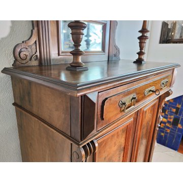 ANTICA CREDENZA con ALZATA epoca '800 UMBERTINO Germania LEGNO NOCE RADICA stipo