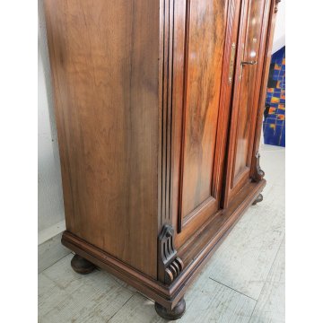 ANTICA CREDENZA con ALZATA epoca '800 UMBERTINO Germania LEGNO NOCE RADICA stipo