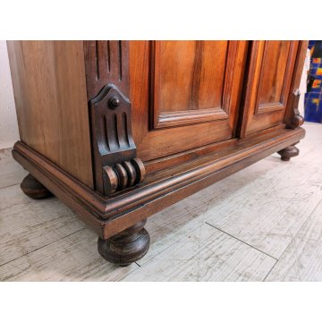 ANTICA CREDENZA con ALZATA epoca '800 UMBERTINO Germania LEGNO NOCE RADICA stipo