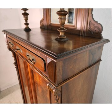 ANTICA CREDENZA con ALZATA epoca '800 UMBERTINO Germania LEGNO NOCE RADICA stipo