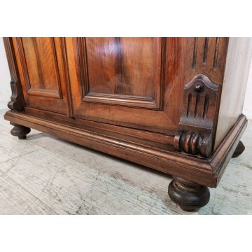 ANTICA CREDENZA con ALZATA epoca '800 UMBERTINO Germania LEGNO NOCE RADICA stipo