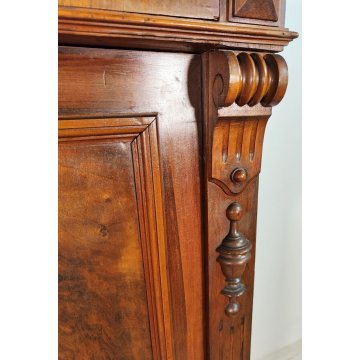 ANTICA CREDENZA con ALZATA epoca '800 UMBERTINO Germania LEGNO NOCE RADICA stipo