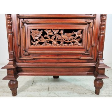 ANTICA VETRINA ANGOLIERA epoca 900 CANTONALE Germania LEGNO MOGANO stipo ETAGERE