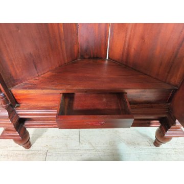 ANTICA VETRINA ANGOLIERA epoca 900 CANTONALE Germania LEGNO MOGANO stipo ETAGERE