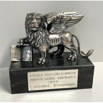 RARO TROFEO LEONE CIRCOLO GOLF LIDO DI VENEZIA ARGENTO 800 PREMIO 1969 VINTAGE