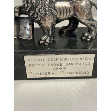 RARO TROFEO LEONE CIRCOLO GOLF LIDO DI VENEZIA ARGENTO 800 PREMIO 1969 VINTAGE