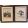 COPPIA ANTICA LITOGRAFIA 1840 STAMPA ACQUARELLATA SOLDATI UNIFORME FANTERIA '900
