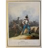 COPPIA ANTICA LITOGRAFIA 1840 STAMPA ACQUARELLATA SOLDATI UNIFORME FANTERIA '900