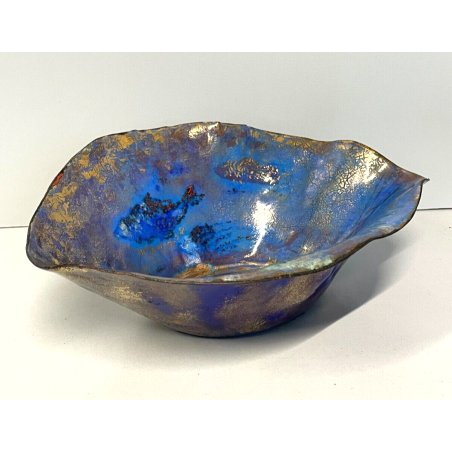 CIOTOLA VINTAGE METALLO SMALTATO GRAN FUOCO ANNI 50 FIRENZE SVUOTA TASCHE BLU