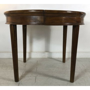 ANTICO TAVOLO ROTONDO IMPERO ALLUNGABILE DA PRANZO NOCE MASSELLO EPOCA 4 GAMBE+1