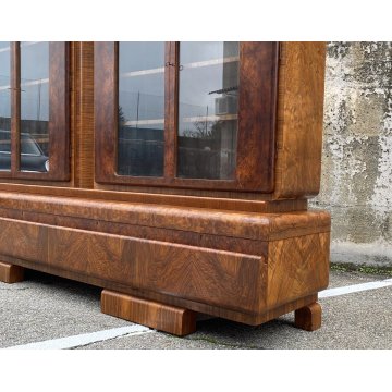 ANTICA CREDENZA ART DECO ANNI 30/40 VETRINA ARMADIO SIDEBOARD LEGNO RADICA VETRO