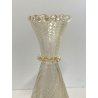 VASO FIORI VETRO MURANO BAROVIER & TOSO PIEDE BOCCA ONDULATA INCLUSIONI ORO  '40