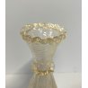 VASO FIORI VETRO MURANO BAROVIER & TOSO PIEDE BOCCA ONDULATA INCLUSIONI ORO  '40