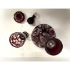 ANTICO DECANTER e VASO con COPERCHIO CRISTALLO BOEMIA ROSSO RUBINO CUT to CLEAR