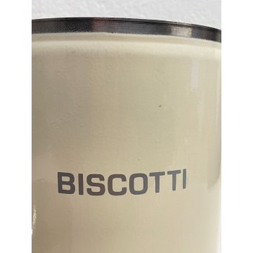 SCATOLA BARATTOLO Biscotti BISCOTTIERA ACCIAIO SATINATO SMALTO COLOR CREMA '900