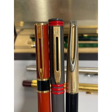 LOTTO 12pz PENNE WATERMAN AURORA PELIKAN PARKER FOUNTAIN PEN BALLPOINT DORATA