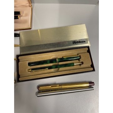 LOTTO 12pz PENNE WATERMAN AURORA PELIKAN PARKER FOUNTAIN PEN BALLPOINT DORATA