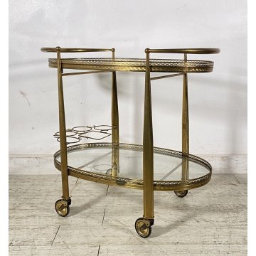 BAR CART DRINKS CARRELLO BAR MID CENTURY DESIGN PORTAVIVANDE 1950 OTTONE ITALY