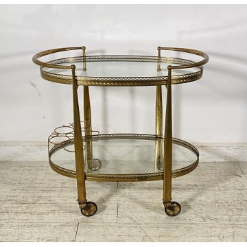 BAR CART DRINKS CARRELLO BAR MID CENTURY DESIGN PORTAVIVANDE 1950 OTTONE ITALY