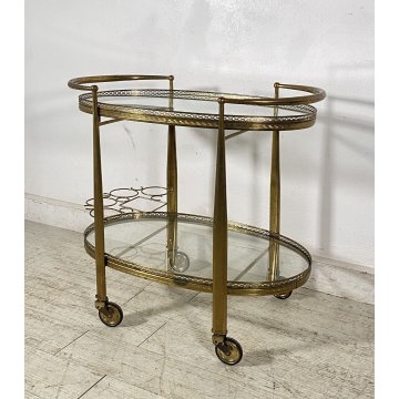 BAR CART DRINKS CARRELLO BAR MID CENTURY DESIGN PORTAVIVANDE 1950 OTTONE ITALY