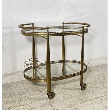 BAR CART DRINKS CARRELLO BAR MID CENTURY DESIGN PORTAVIVANDE 1950 OTTONE ITALY