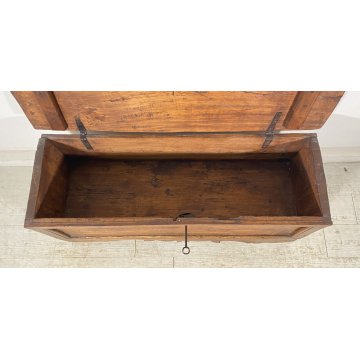 ANTICA PICCOLA CASSAPANCA LEGNO NOCE PANCA BAULE EPOCA 1800 RUSTICA PIEMONTESE