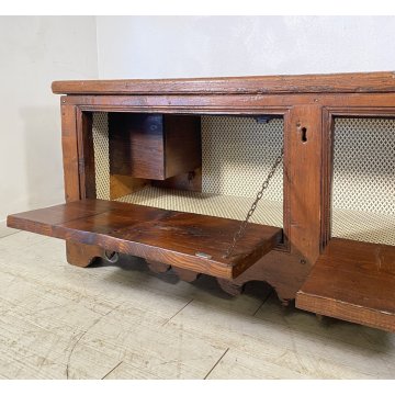 ANTICA CASSAPANCA PORTA TELEVISIONE 2 ANTE LEGNO ABETE PANCA BAULE EPOCA 1800