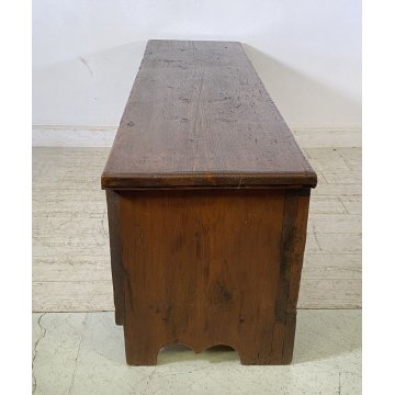 ANTICA CASSAPANCA PORTA TELEVISIONE 2 ANTE LEGNO ABETE PANCA BAULE EPOCA 1800