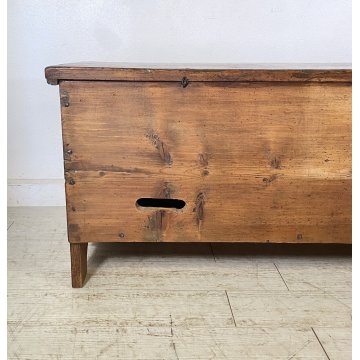 ANTICA CASSAPANCA PORTA TELEVISIONE 2 ANTE LEGNO ABETE PANCA BAULE EPOCA 1800