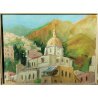 ANTICO QUADRO firmato DIPINTO PAESAGGIO Chiesa Santa Maria Assunta 1956 POSITANO