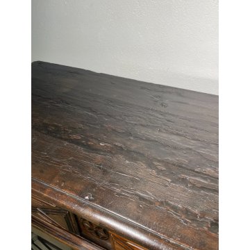 ANTICA CREDENZA epoca 1600 DECORO DIAMANTE LEGNO 2 CASSETTI MOBILE COMO ANTA