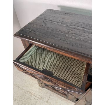 ANTICA CREDENZA epoca 1600 DECORO DIAMANTE LEGNO 2 CASSETTI MOBILE COMO ANTA