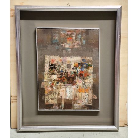 ANTICO QUADRO DIPINTO Luciano Verdiani  PAESAGGIO ASTRATTO Case Sparse OLIO TELA