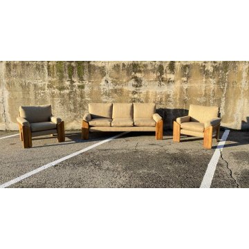 DIVANO Mario Marenco DESIGN 1970 Mobilgirgi ARMCHAIR LEGNO STOFFA POLTRONA ITALY