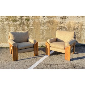 COPPIA POLTRONA Mario Marenco DESIGN 1970 Mobilgirgi ARMCHAIR LEGNO DIVANO ITALY