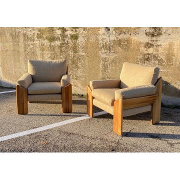 COPPIA POLTRONA Mario Marenco DESIGN 1970 Mobilgirgi ARMCHAIR LEGNO DIVANO ITALY