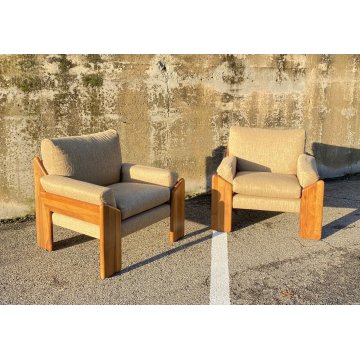 COPPIA POLTRONA Mario Marenco DESIGN 1970 Mobilgirgi ARMCHAIR LEGNO DIVANO ITALY