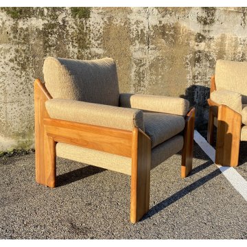 COPPIA POLTRONA Mario Marenco DESIGN 1970 Mobilgirgi ARMCHAIR LEGNO DIVANO ITALY