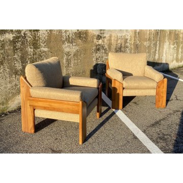 COPPIA POLTRONA Mario Marenco DESIGN 1970 Mobilgirgi ARMCHAIR LEGNO DIVANO ITALY