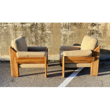 COPPIA POLTRONA Mario Marenco DESIGN 1970 Mobilgirgi ARMCHAIR LEGNO DIVANO ITALY