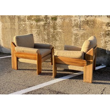 COPPIA POLTRONA Mario Marenco DESIGN 1970 Mobilgirgi ARMCHAIR LEGNO DIVANO ITALY