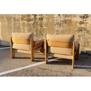 COPPIA POLTRONA Mario Marenco DESIGN 1970 Mobilgirgi ARMCHAIR LEGNO DIVANO ITALY