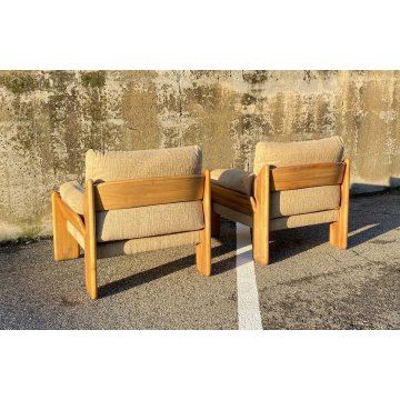 COPPIA POLTRONA Mario Marenco DESIGN 1970 Mobilgirgi ARMCHAIR LEGNO DIVANO ITALY