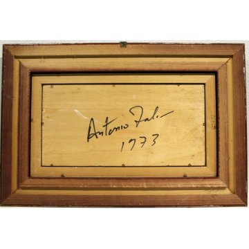 QUADRO DIPINTO OLIO TAVOL Antonio Zale PAESAGGIO FIGURA DONNA ROSSO COLLINE 1973