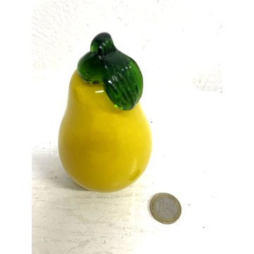 FRUTTA VETRO SOFFIATO Murano PERA gialla DECORATIVA ORTAGGI FRUIT GLASS ø 6,5 cm