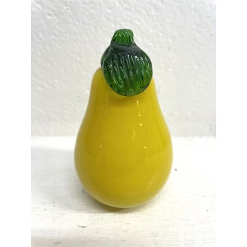 FRUTTA VETRO SOFFIATO Murano PERA gialla DECORATIVA ORTAGGI FRUIT GLASS ø 6,5 cm