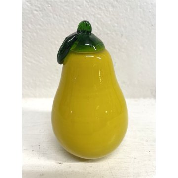 FRUTTA VETRO SOFFIATO Murano PERA gialla DECORATIVA ORTAGGI FRUIT GLASS ø 6,5 cm