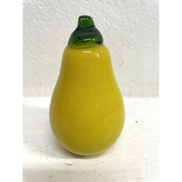 FRUTTA VETRO SOFFIATO Murano PERA gialla DECORATIVA ORTAGGI FRUIT GLASS ø 6,5 cm