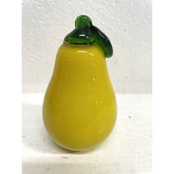 FRUTTA VETRO SOFFIATO Murano PERA gialla DECORATIVA ORTAGGI FRUIT GLASS ø 6,5 cm