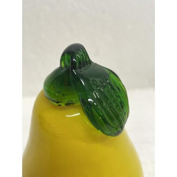 FRUTTA VETRO SOFFIATO Murano PERA gialla DECORATIVA ORTAGGI FRUIT GLASS ø 6,5 cm